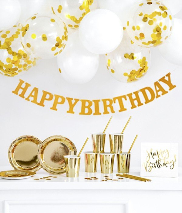 Гірлянда- літери на день народження "Happy Birthday" золота з глітером 2 м (40-150)