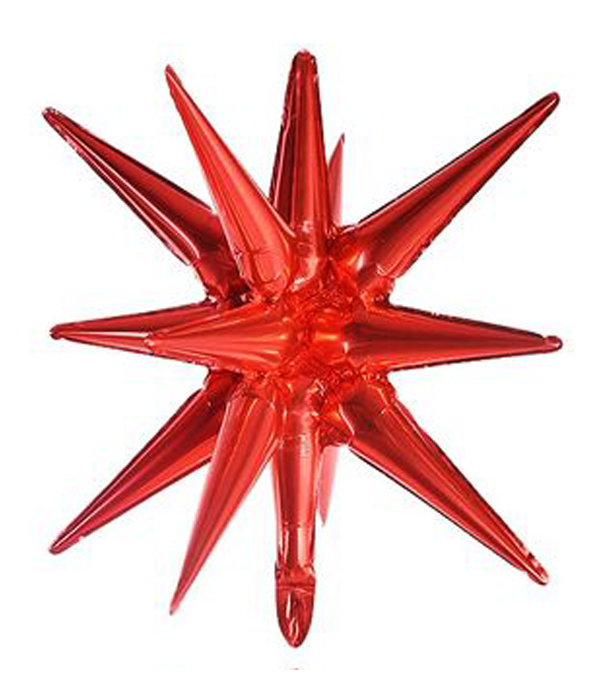Новорічна повітряна фольгована куля 3D зірка червона 55 см (N339800), Червоний