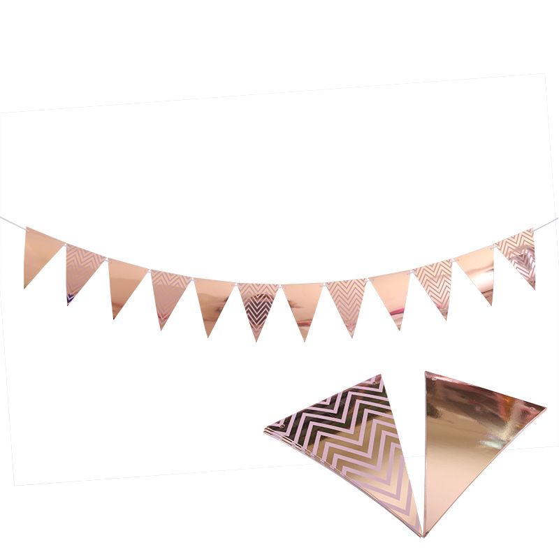 Гирлянда-флажки Rose Gold Chevron 12 шт (HM207), Розовое золото