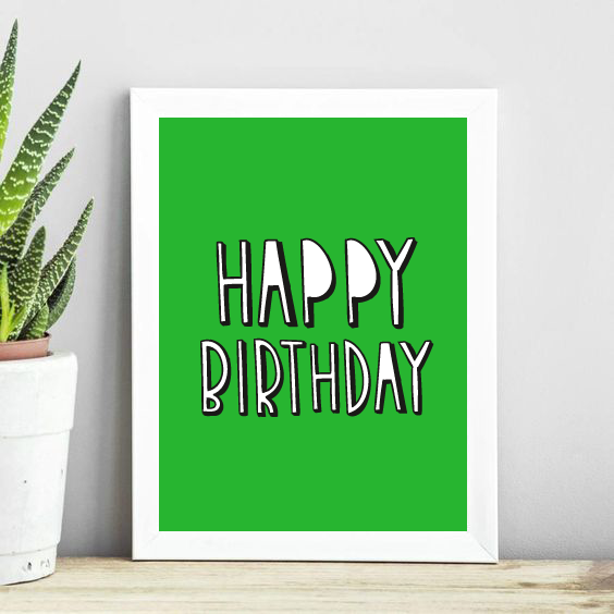 Постер "Happy Birthday!" зелений 2 розміри без рамки (02102), Зелений, А4