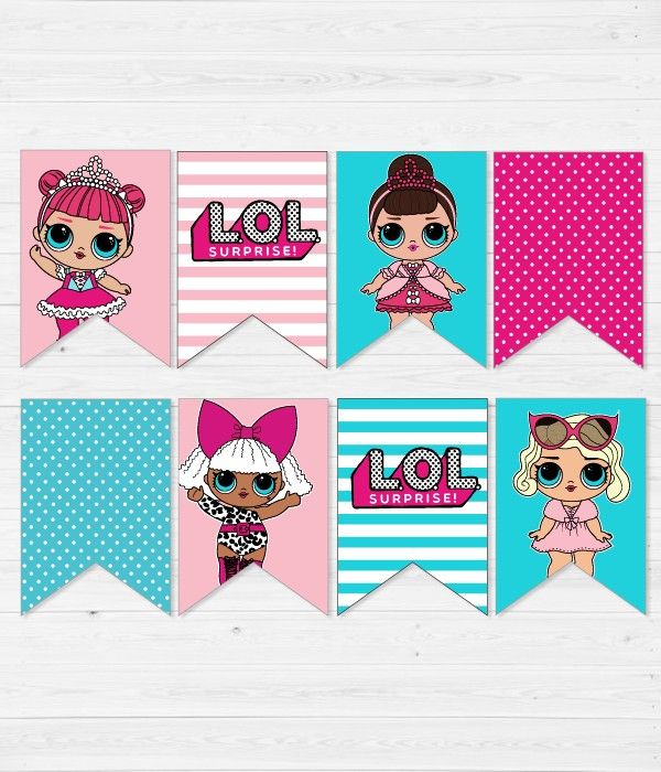 Гирлянда из флажков "LOL DOLLS" 12 флажков (L-4)