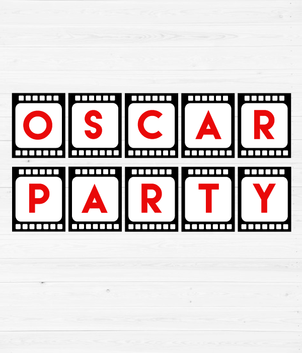 Гірлянда з прапорців "Oscar party" 10 прапорців, Красный + белый + черный