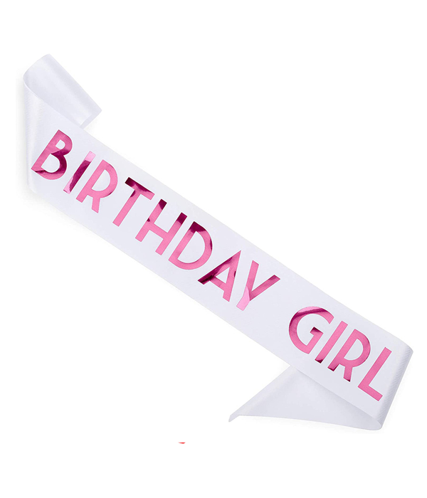 Лента через плечо на день рождения "Birthday girl" (02184), Белый