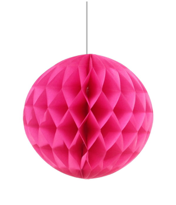 Паперова кулька з сотами для прикраси свята "Hot Pink" (20 см.)