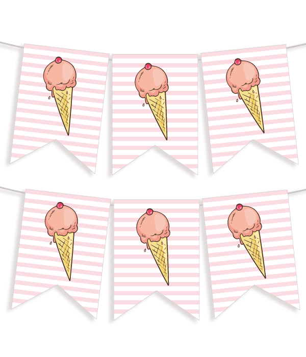 Паперова гірлянда "Морозиво" 8 прапорців (01888), Рожевий