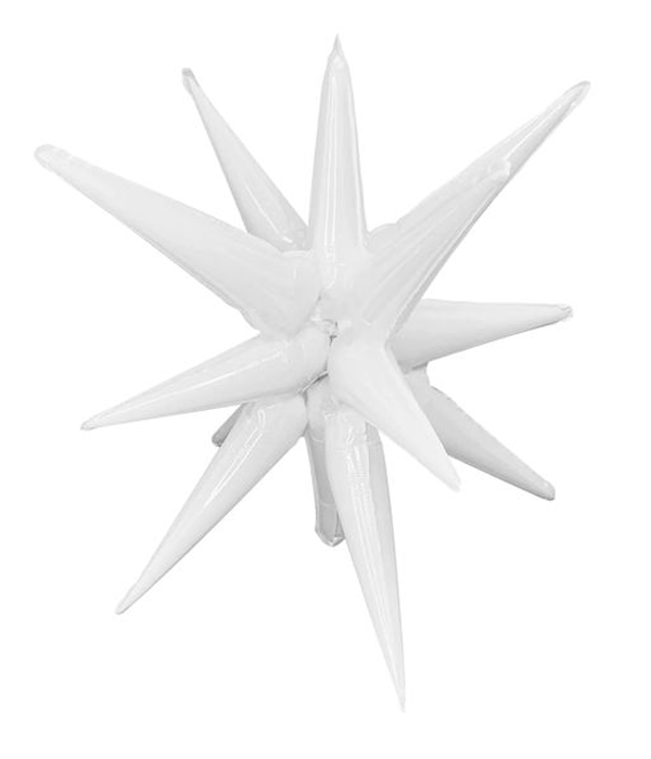 Новорічна повітряна фольгована куля 3D зірка біла 55 см (N349800), Білий