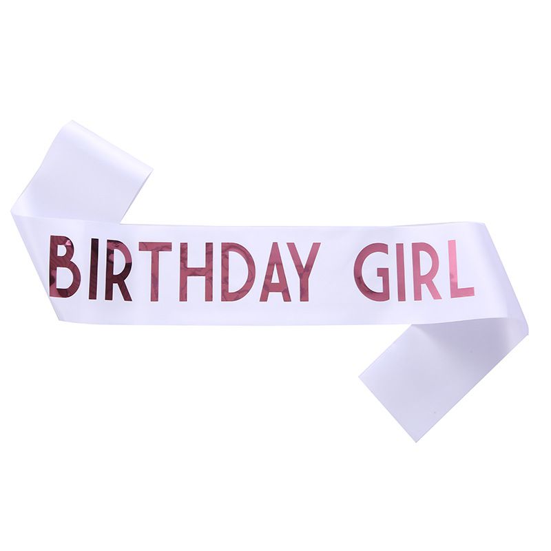 Лента через плечо на день рождения "Birthday girl" (02184), Белый