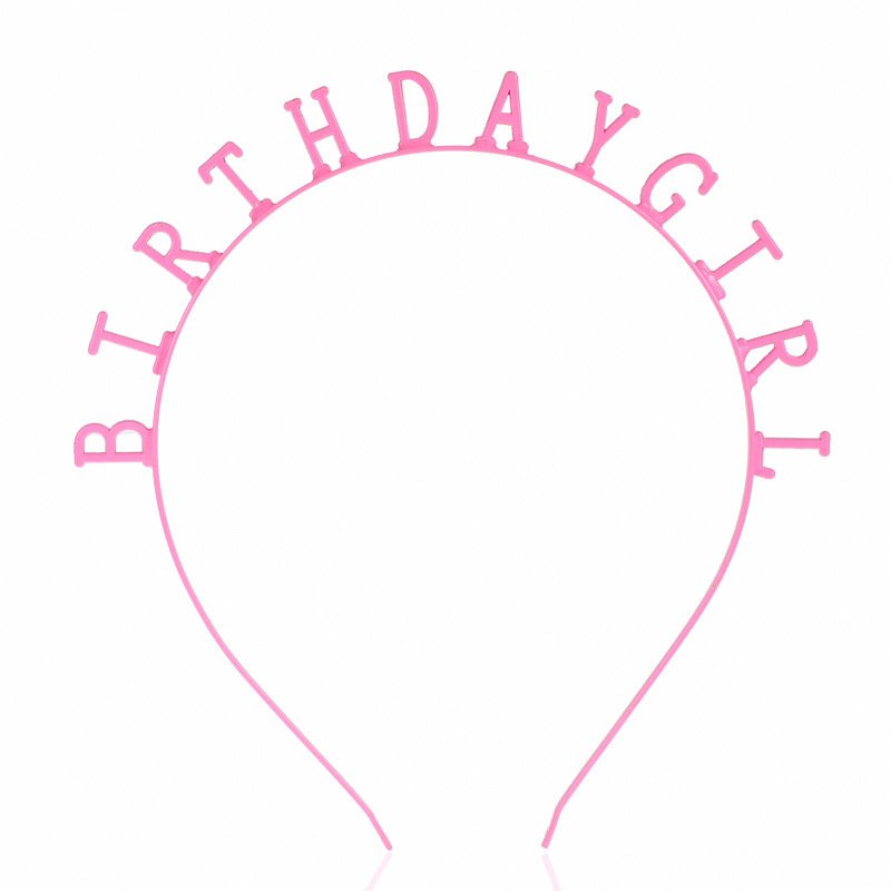 Обруч для іменинниці ніжно-рожевий "Birthday Girl" метал (BG162023), Рожевий
