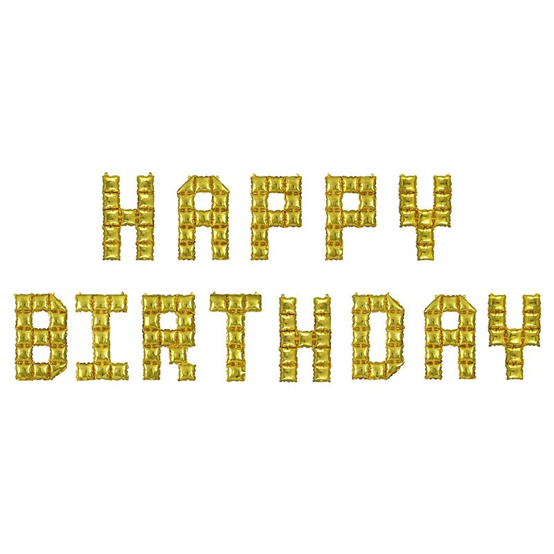 Фольговані повітряні кулі-напис Happy Birthday золоті 40 см (B492023), Золотий