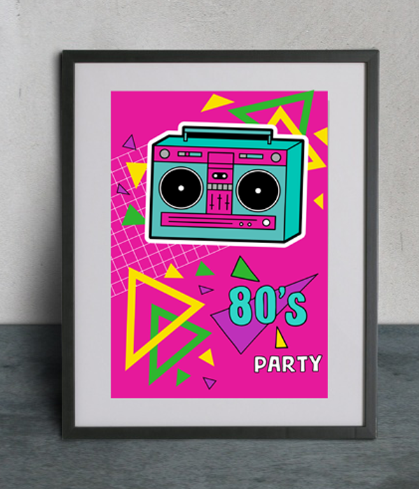 Постер для вечірки "80s party" 2 розміри, А4