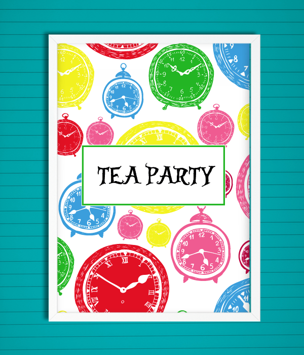 Постер до свята "TEA PARTY" А4 (без рамки), Різнокольоровий