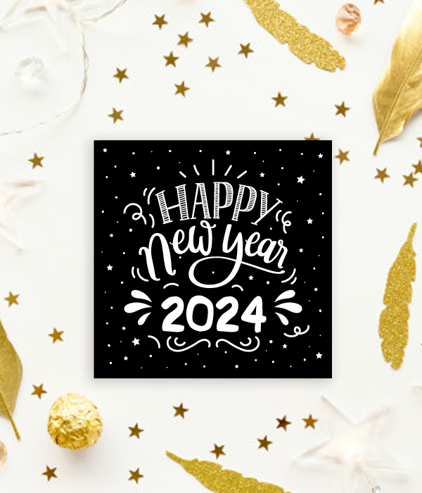 Новорічна листівка "Happy New Year 2024" 14х14 см (40-107)