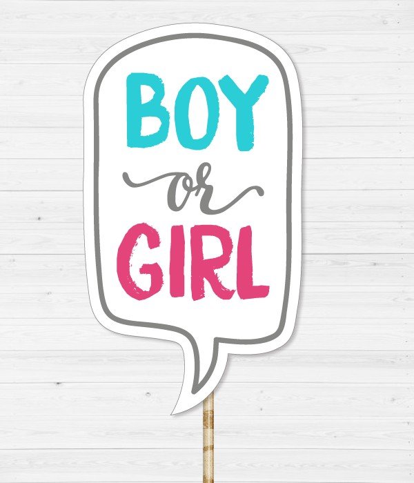 Табличка для фотосесії "BOY OR GIRL" для гендер паті (90-410), Белый + голубой + розовый