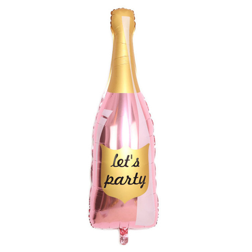Велика повітряна куля "Пляшка шампанського Let's Party" 90x40 см (B022023), Рожевий