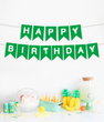 Гірлянда із прапорців "Happy Birthday!" зелений з білими літерами (04523)