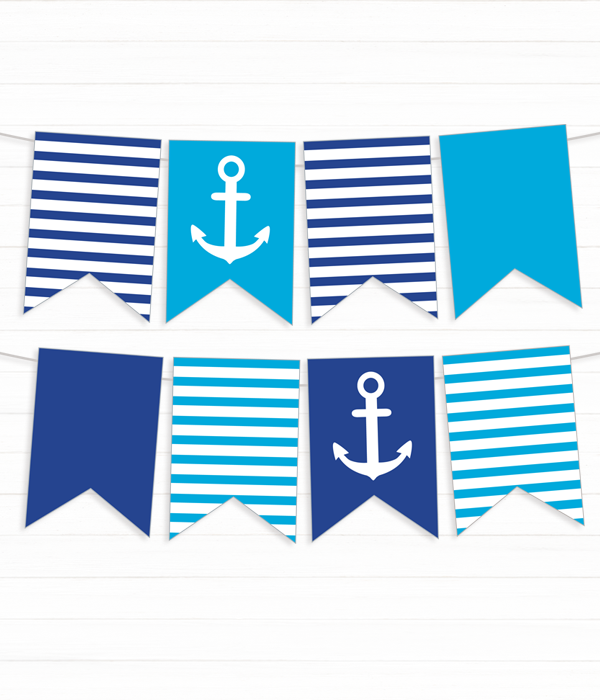 Паперова гірлянда-прапорці "Морська" (8 прапорців)