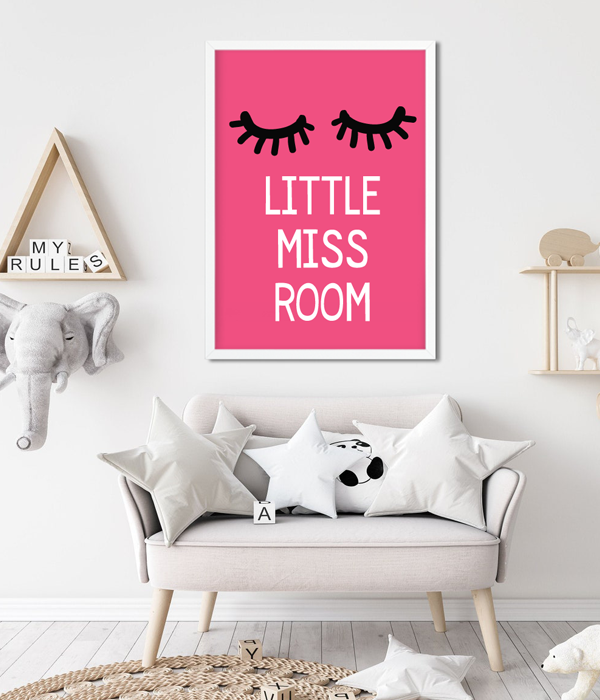Постер для дитячої кімнати "Little Miss Room" без рамки (2 розміри), Різнокольоровий, А4