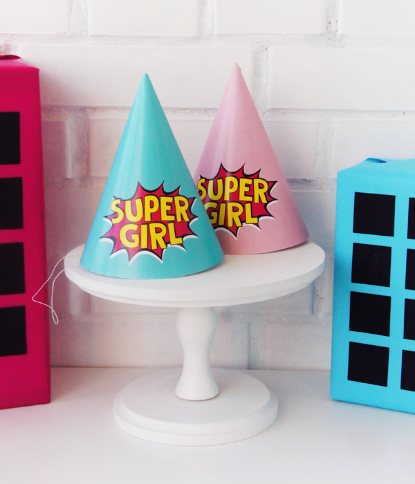 Ковпачки для свята "Super Girl" 6 шт (0909), Різнокольоровий
