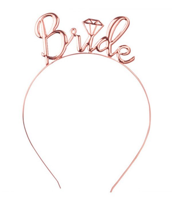 Обруч для нареченої "Bride" пластик рожеве золото (2020-301), Рожеве золото