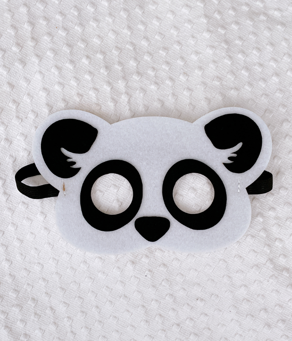 Дитяча маска "Панда" фетрова (020585), Черный / Белый