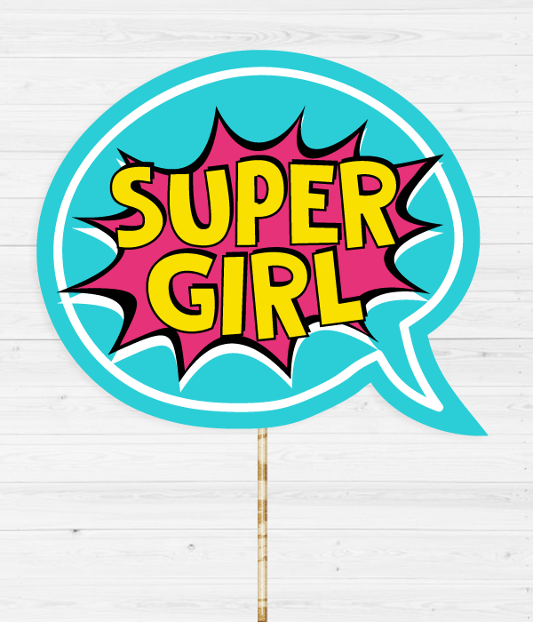Фотобутафорія-табличка для фотосесії "Super Girl" (0901), Різнокольоровий