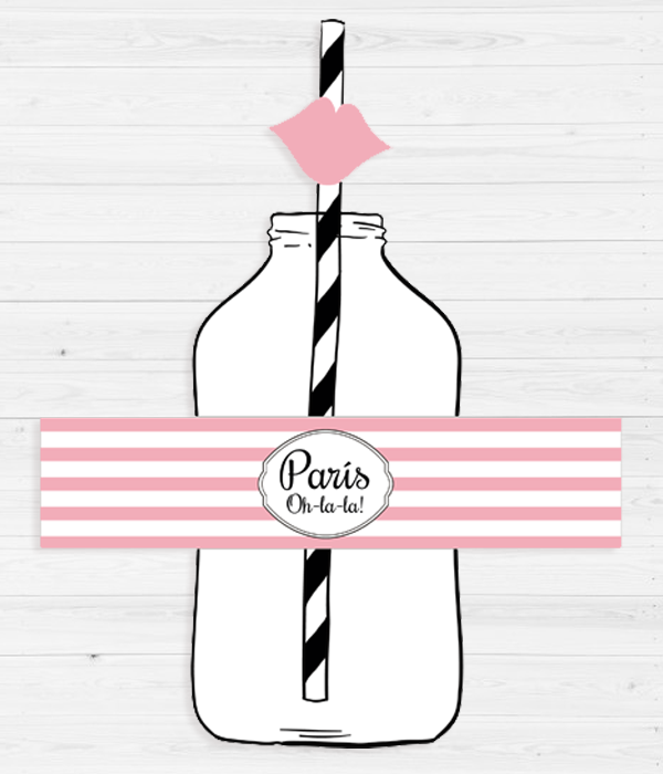 Набір наклейок на пляшечки та трубочок "Париж" (03358)