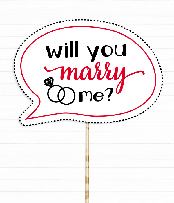 Весільна фотобутафорія - табличка для фотосесії Will you marry me? (06138), Красный + белый + черный