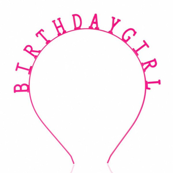 Обруч на день народження "Birthday Girl" рожевий метал (50-610), Рожевий