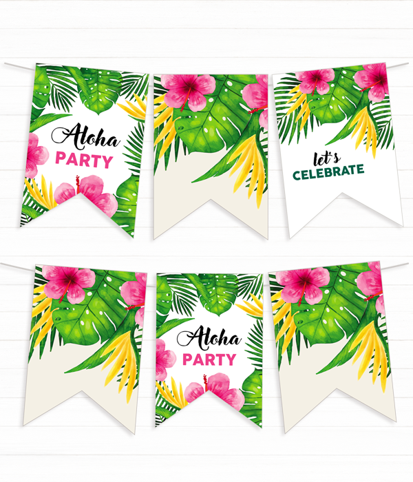 Бумажная гирлянда для гавайской вечеринки "Aloha Party" 12 флажков (03448), Разноцветный