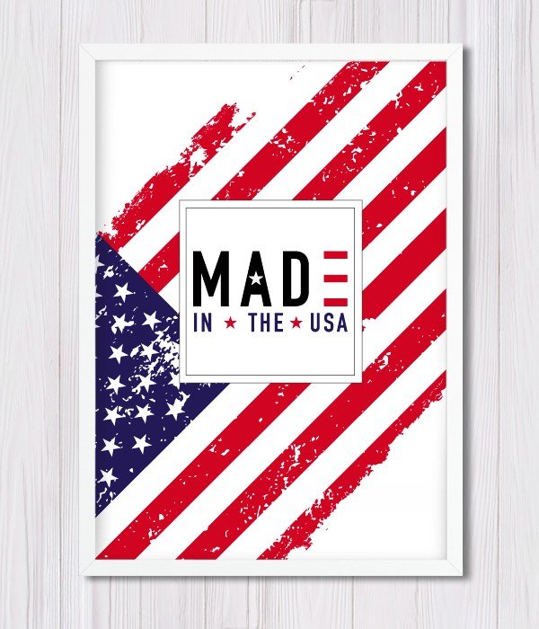 Постер для американської вечірки "МАDE IN THE USA" 2 розміри без рамки (03900), Різнокольоровий, А4
