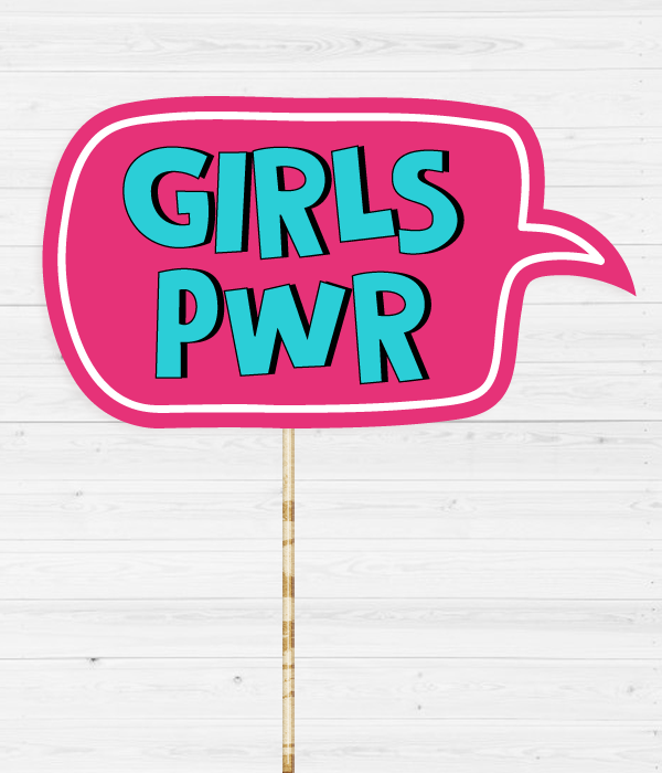 Фотобутафорія-табличка для фотосесії "GIRLS PWR" (0901), Різнокольоровий