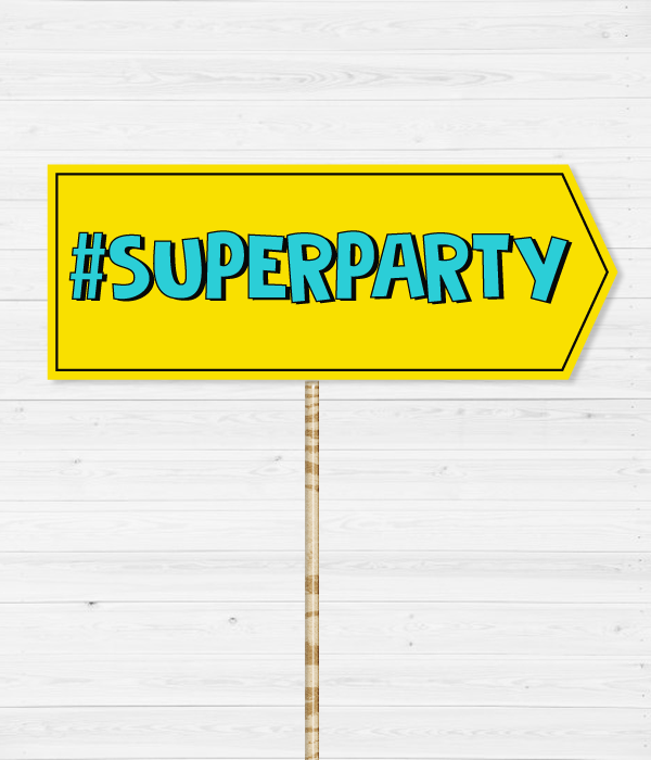 Фотобутафорія-табличка для фотосесії "#SUPERPARTY" (09014), Різнокольоровий