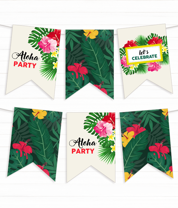Паперова гірлянда для гавайської вечірки 12 прапорців (03440), Різнокольоровий