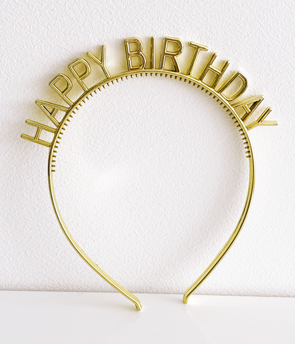 Аксесуар-обруч для волосся "Happy Birthday" золотий (T-206)