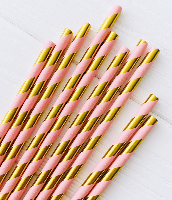 Паперові трубочки "Pink gold stripes" 10 шт (0205651)