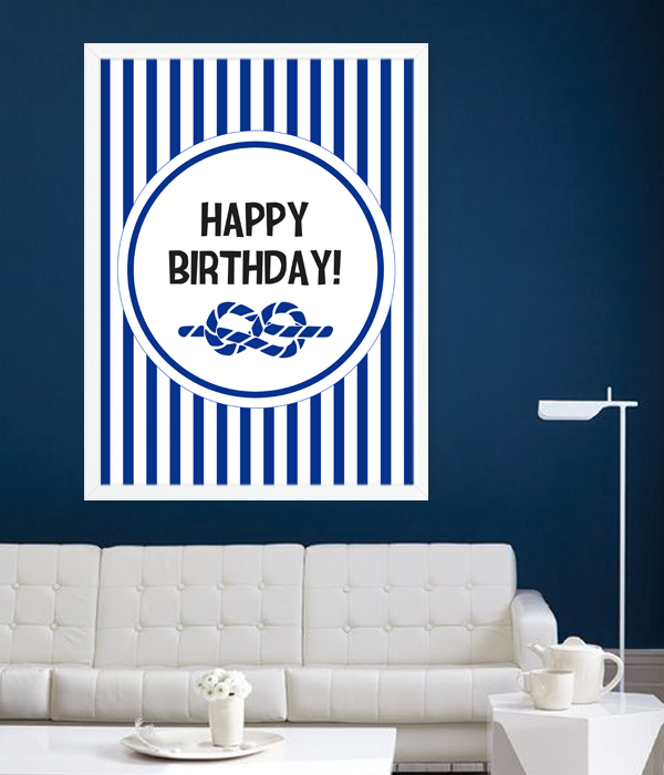 Декор-постер для морської вечірки "Happy Birthday!" 2 розміри (02640), А4