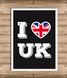 Постер для британской вечеринки "I LOVE UK" 2 размера без рамки (L-206), Черный, А4