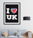 Постер для британской вечеринки "I LOVE UK" 2 размера без рамки (L-206), Черный, А4