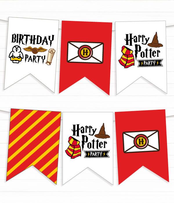 Паперова гірлянда із прапорців "Harry Potter" 12 прапорців (02217), Різнокольоровий
