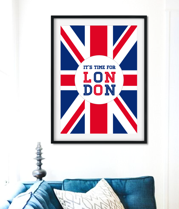 Постер для британської вечірки "It's time for LONDON" 2 розміри (02688), Красный + белый + синий, А4