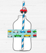 Набір наклейок на пляшечки (10 шт.) та трубочок (10 шт.) "Транспорт", Різнокольоровий