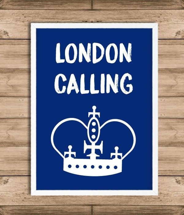 Постер для британської вечірки "LONDON CALLING" 2 розміри (L-203), Синий, А4