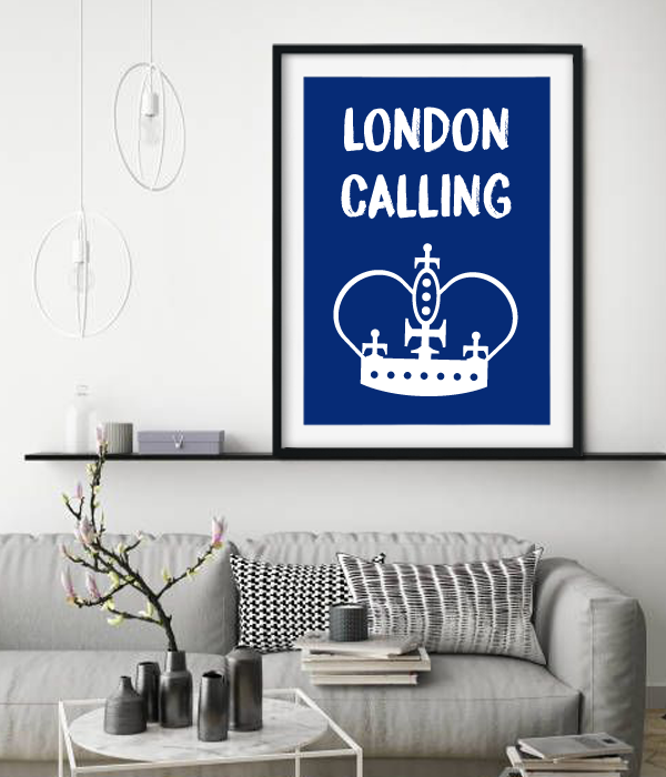 Постер для британской вечеринки "LONDON CALLING" 2 размера (L-203), Синий, А4