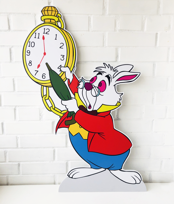 Декорація з пластику-фігуру "Білий кролик з годинником" 100 х 68 см. (на замовлення 2 робочі дні), Різнокольоровий