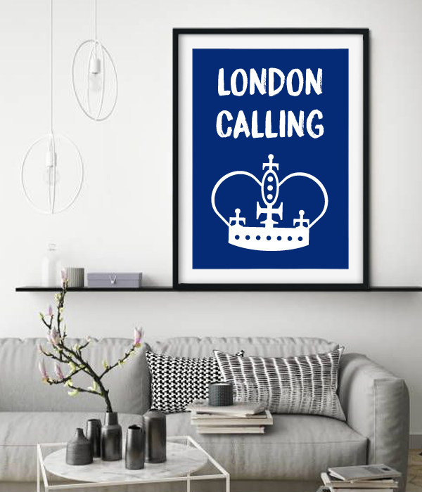 Постер для британської вечірки "LONDON CALLING" 2 розміри (L-203), Синий, А4