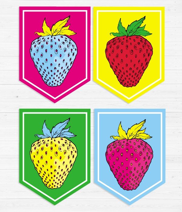 Гірлянда-прапорці "Strawberries" 8 прапорців (03278), Різнокольоровий