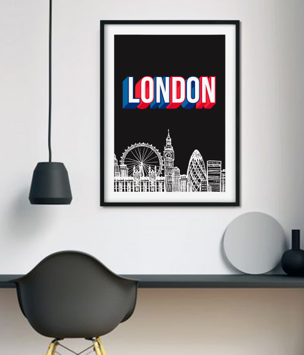 Постер для британської вечірки "LONDON" 2 розміри (L-212), Черный, А4