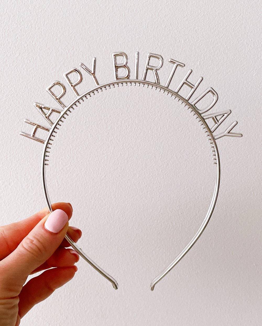 Аксесуар-обруч для волосся "Happy Birthday" срібний (T-205), Сріблястий