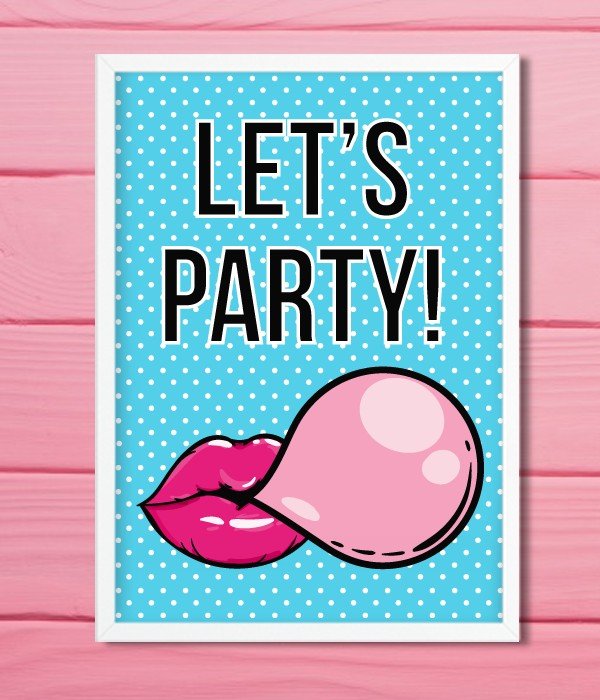 Постер для вечірки "Let's Party!" 2 розміри без рамки (02866), Різнокольоровий, А4