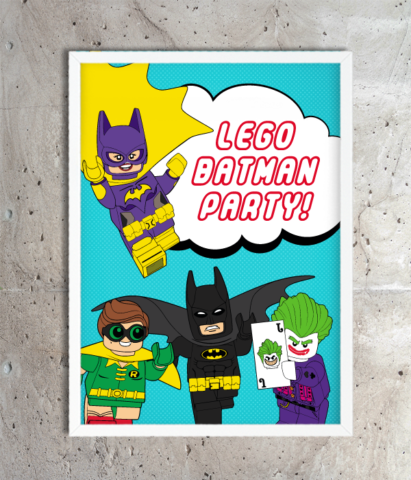 Постер для свята "Лего Бетмен" 2 розміри без рамки (L902), Різнокольоровий, А4